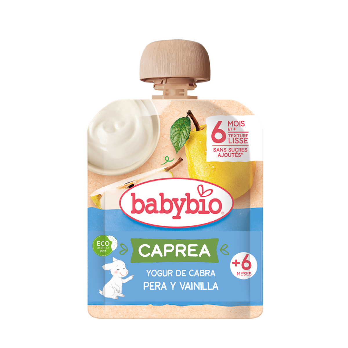 Zakje geitenmelkyoghurt, peer en vanille (vanaf 6 maanden) babybio 85 g