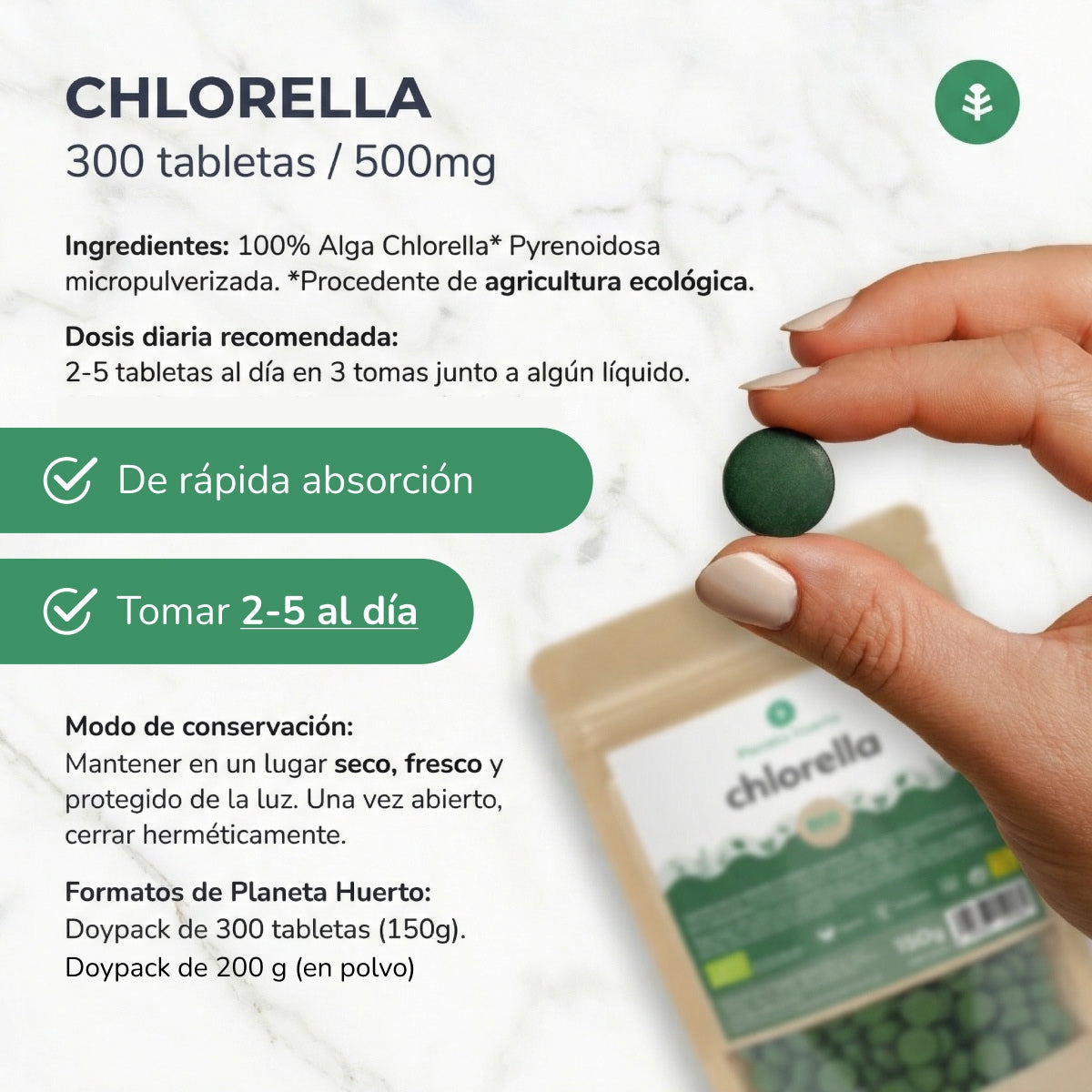 Clorella organica 400 mg Planeta Huerto 300 compresse