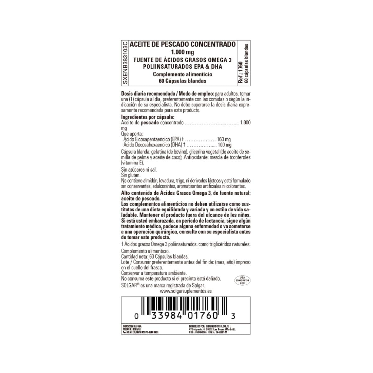 Solgar Concentrated Fish Oil 60 capsules