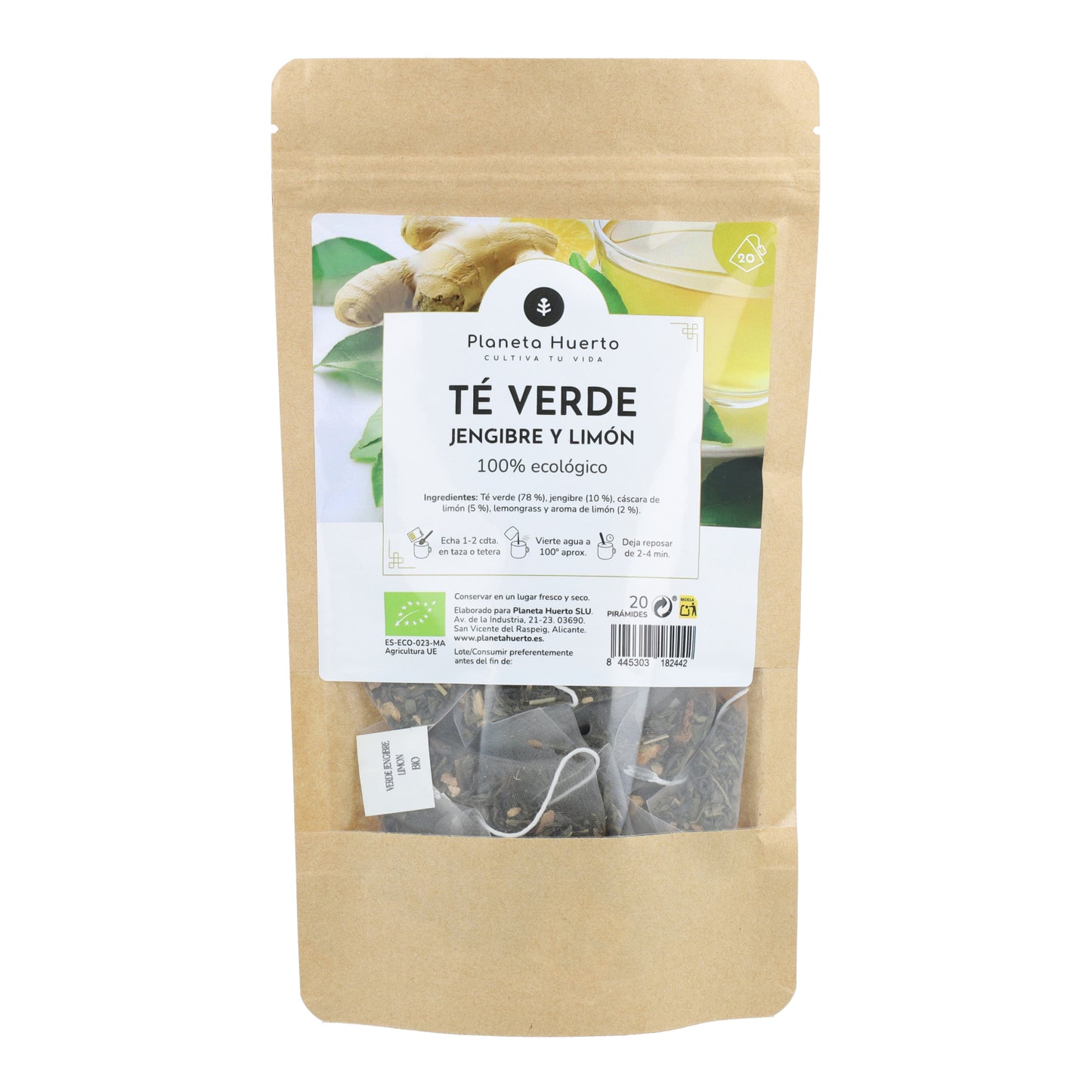 Thé vert gingembre et citron ECO Planet Garden 20 pyramides
