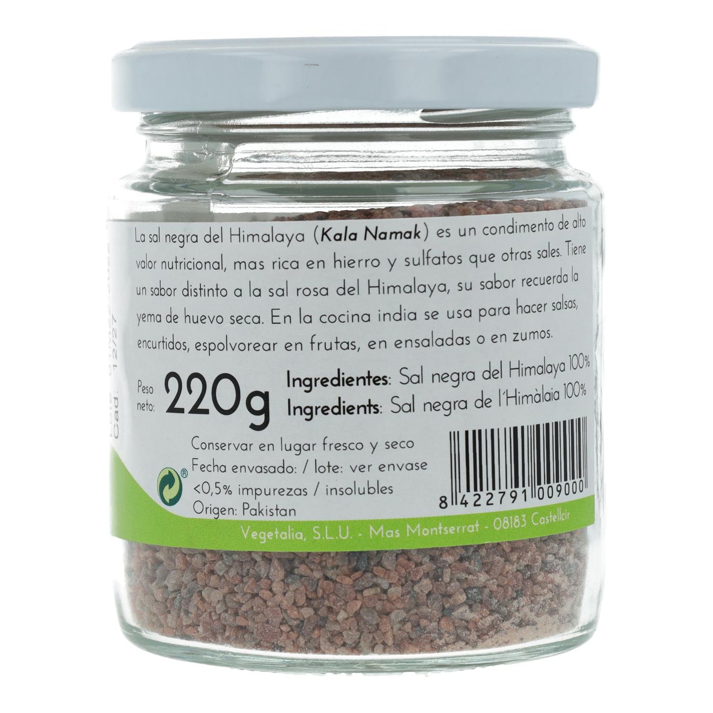 Czarny sól himalajska (Kala Nmak) Vegetalia 220 g