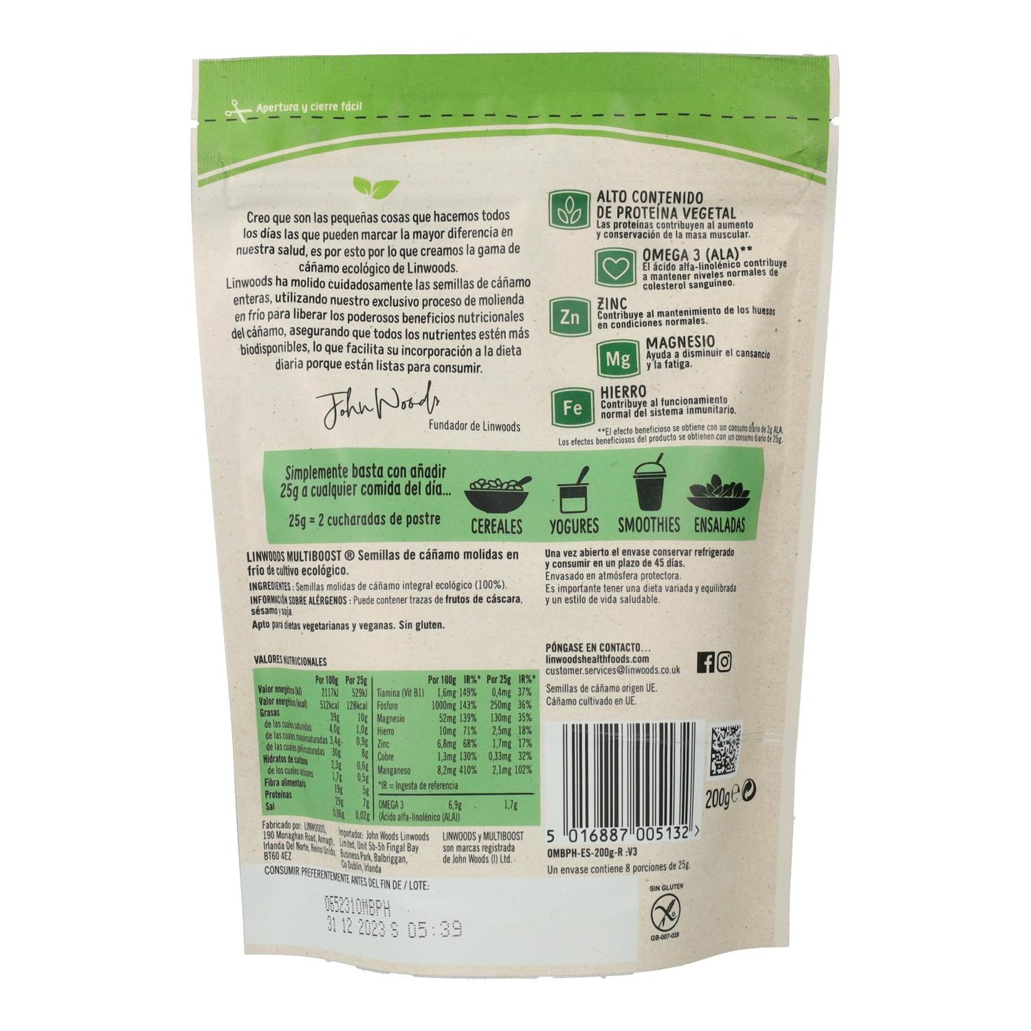 Linwoods Bio-Hanfsamen, gemahlen, 200 g