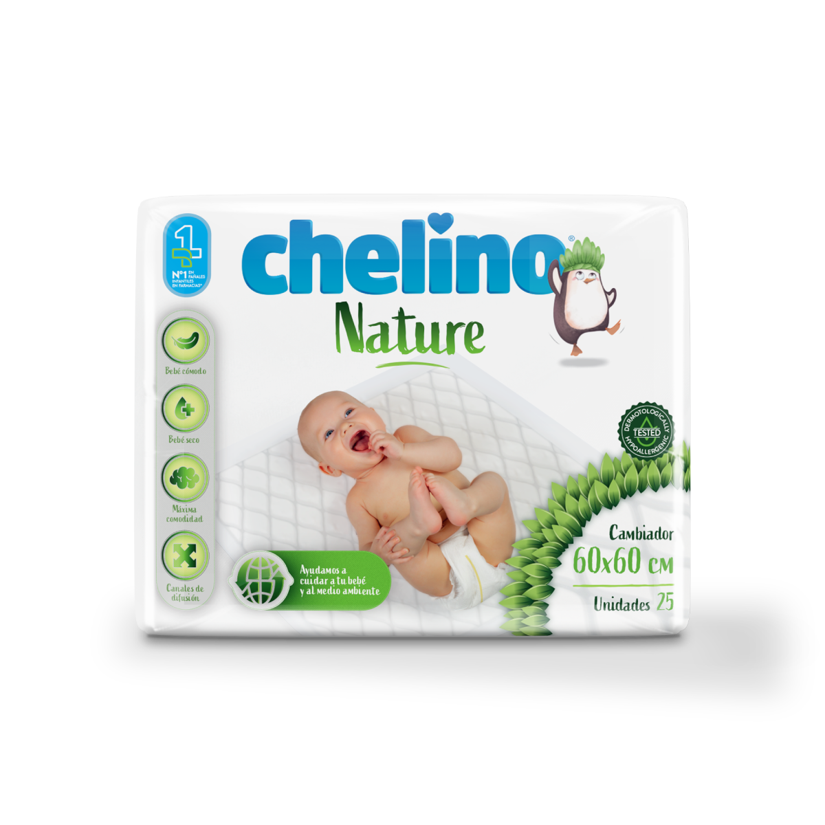 Babywickelauflage Chelino Nature 60 x 60, 25 Stück