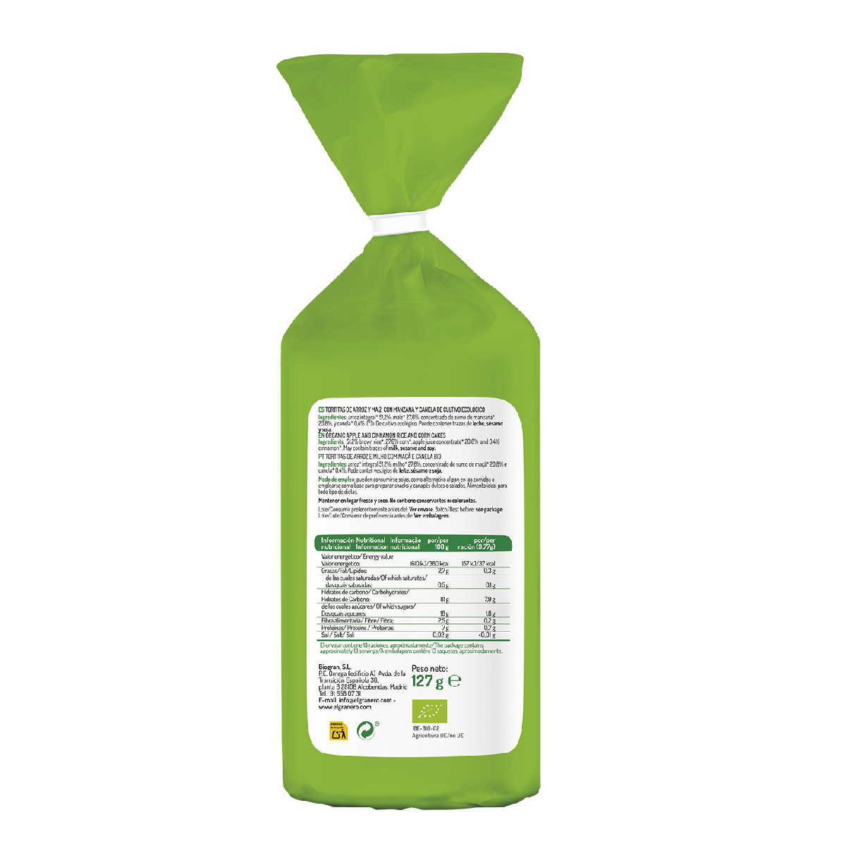 Ris- och majspannkakor med äpple och kanel El Granero, 127 g