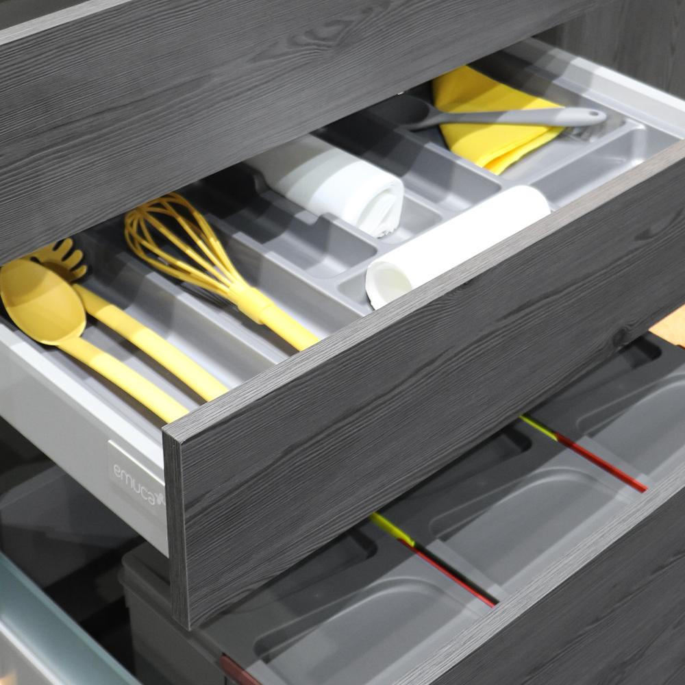 Emuca Range-couverts pour tiroir de cuisine, module 700 mm, plastique, gris