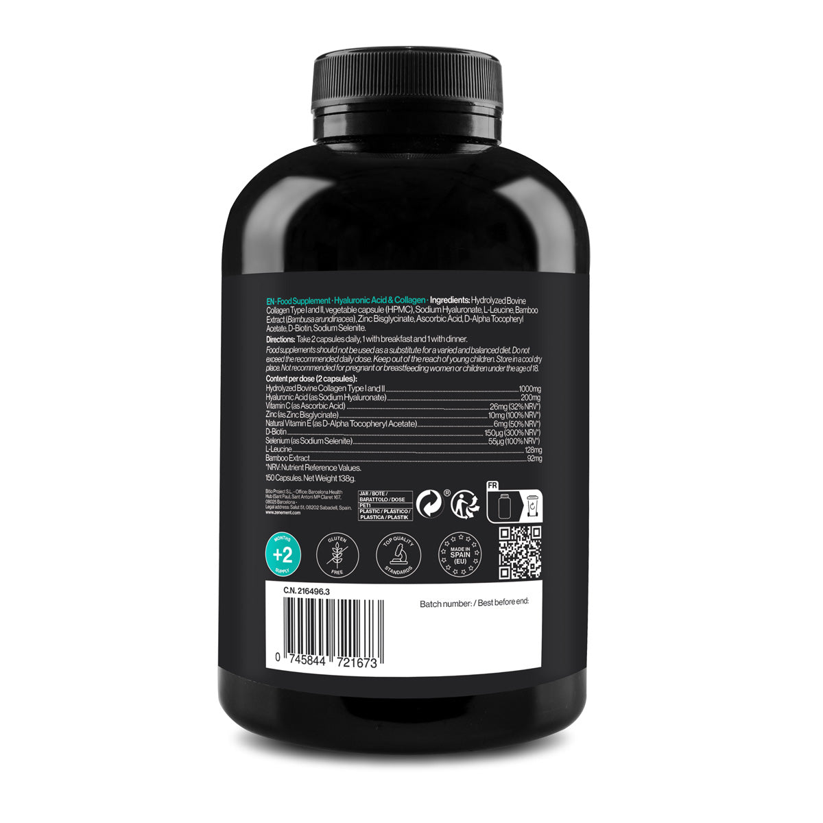 Hyaluronsäure & Kollagen, Zenement, 150 Kapseln