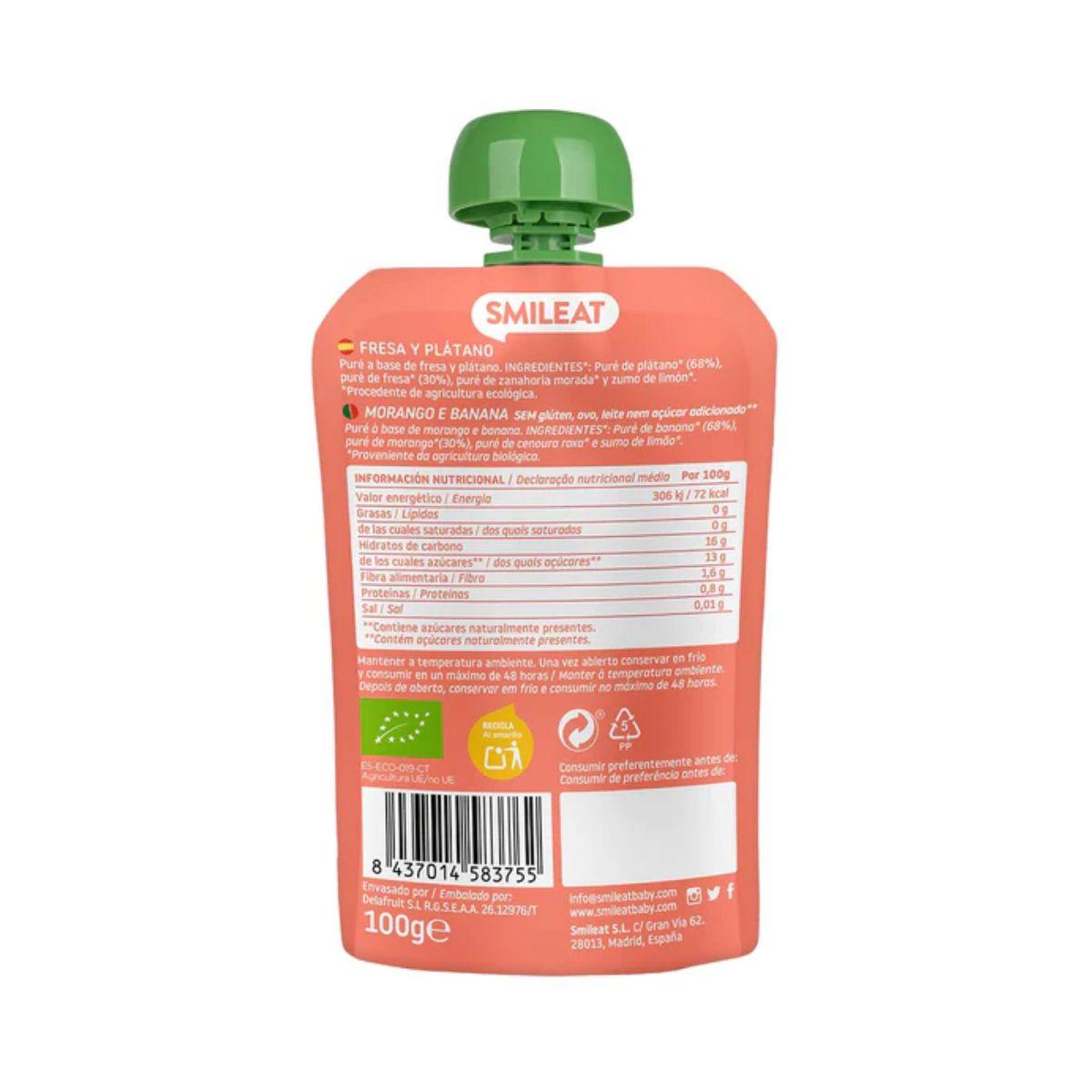 Pouche ECO Erdbeere und Banane Smileat 100 g