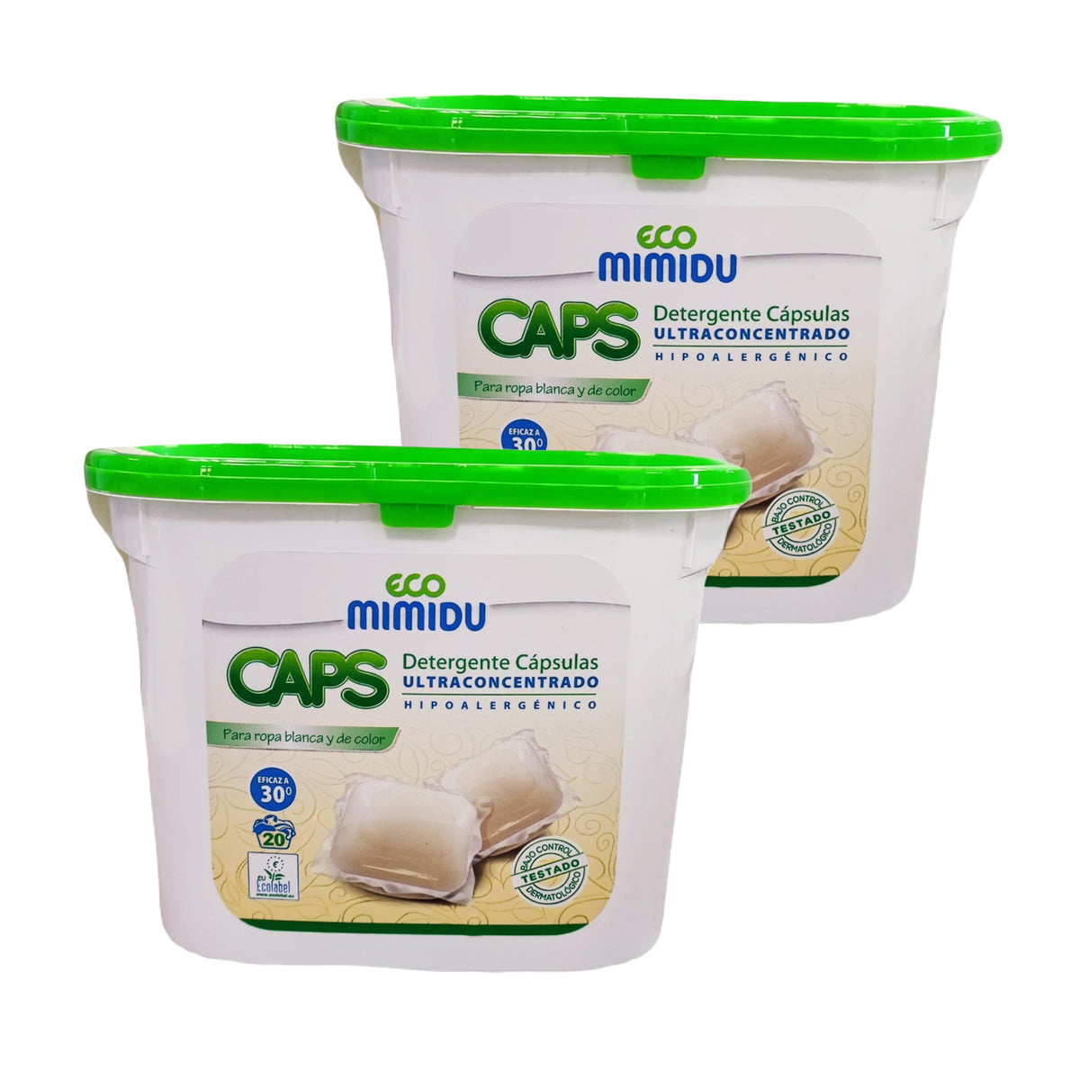 2er-Pack Ultrakonzentrierte Waschmittelkapseln Mimidu ECO 20 Dosen