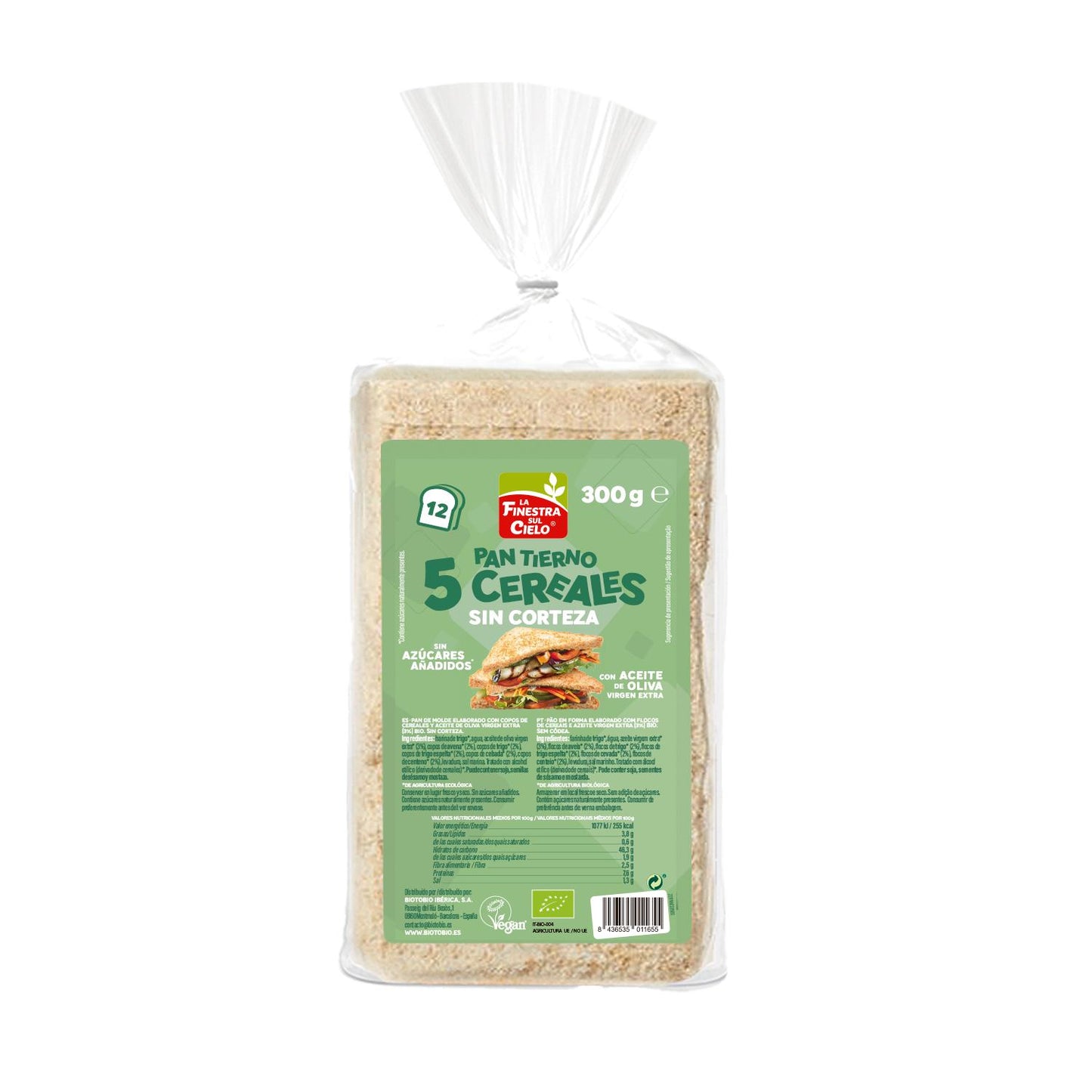 La Finestra Sul Cielo Bio-5-Korn-Weichschnittbrot, ohne Kruste, 300 g