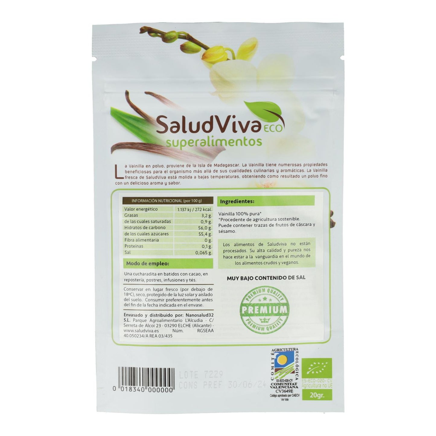 Vanillepulver Salud Viva 20 g
