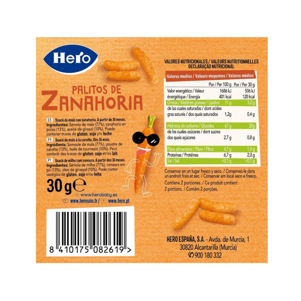 Carrot Sticks 30 g - Hero Kids Carrot Stick Snacks, 30 g. Hero