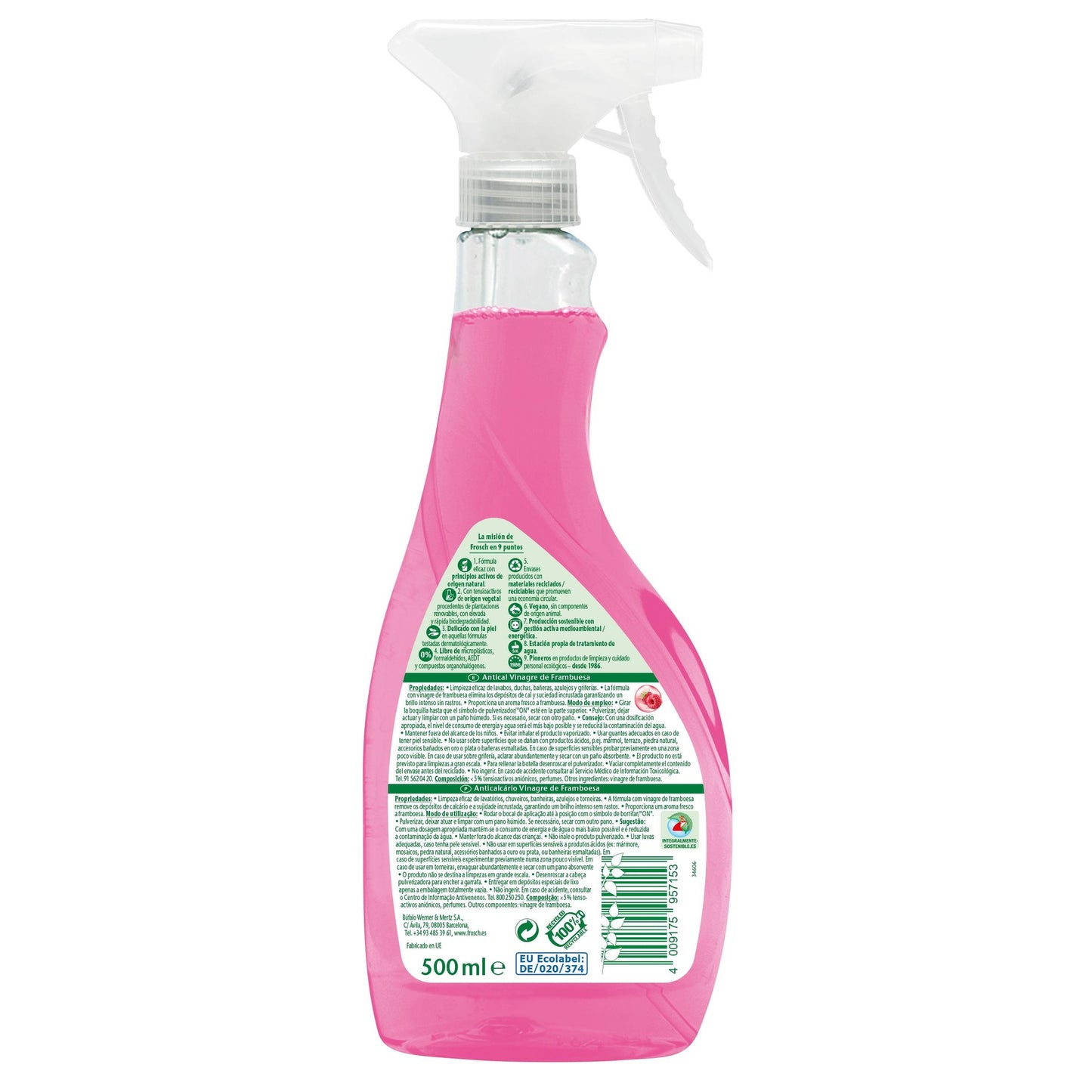 Spray anticalcare al lampone Frosch 500 ml