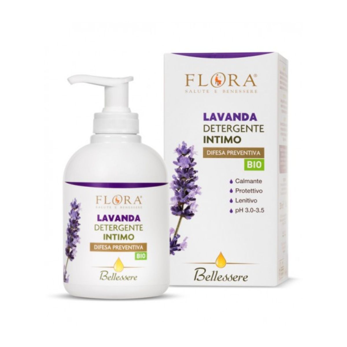 FLORA Gel intimo alla lavanda. Lenisce, protegge e ammorbidisce. 250 ml