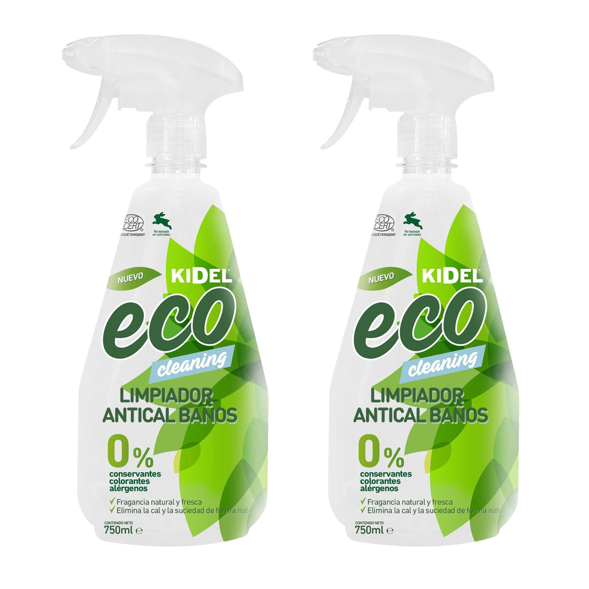Pack of 2 Kidel Mimidu ECO anti-limescale bathroom cleaner sprays, 750 ml