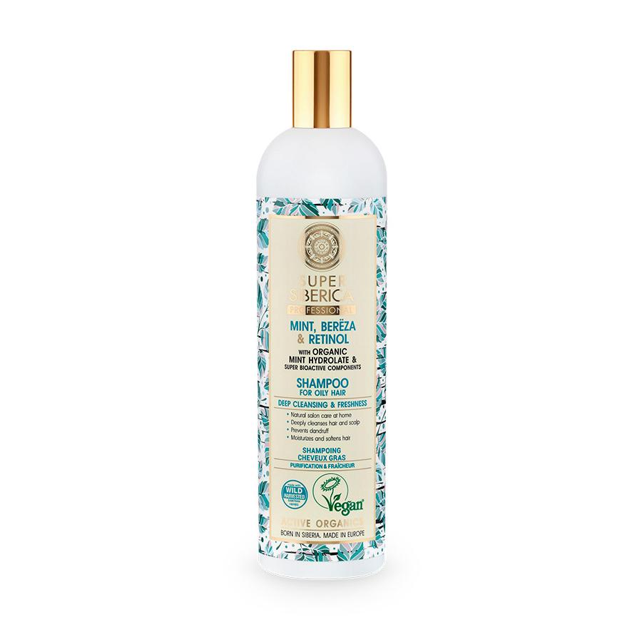 Shampoo per capelli grassi con menta, betulla e retinolo Natura Siberica 400 ml