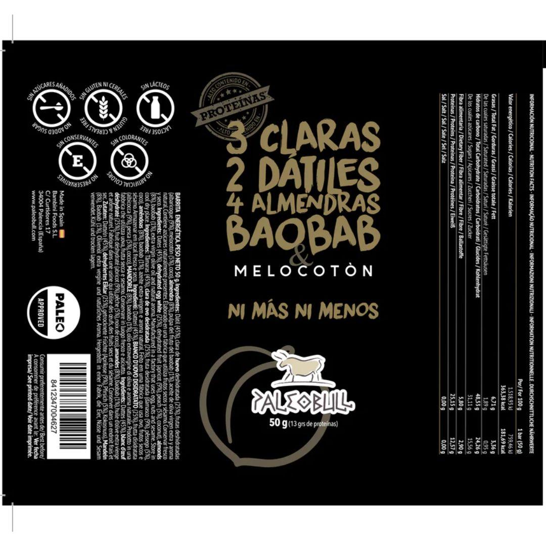 Paleobull Muscle Bar Energieriegel mit Pfirsich, Datteln und Mandeln, 50 g