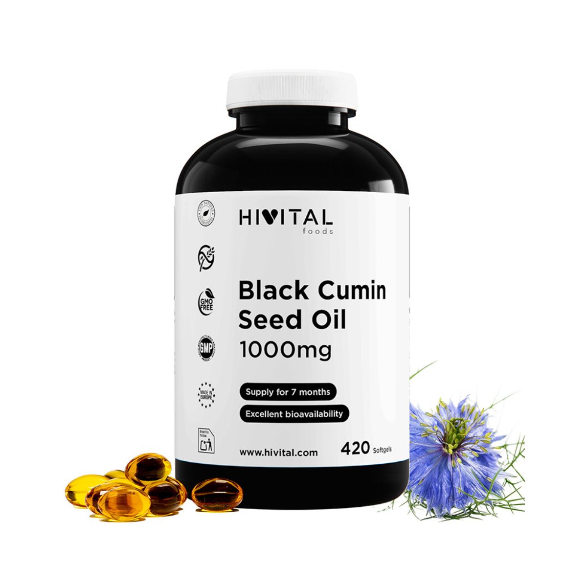 Schwarzkümmelöl 1000 mg Hivital 420 Kapseln