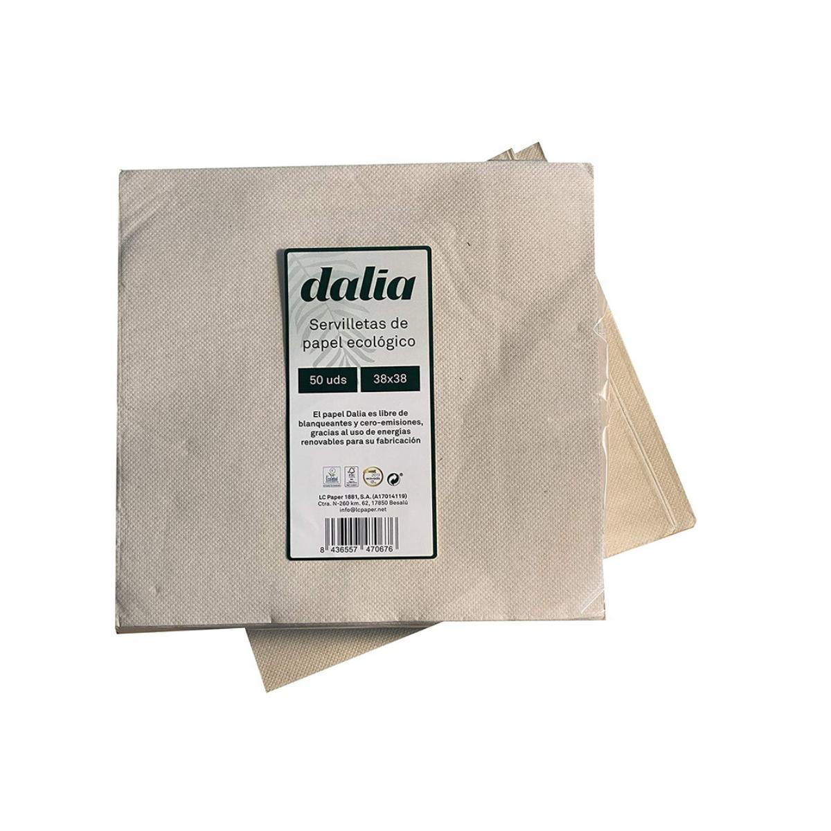 Serviettes en papier bio non blanchies Dalia, paquet de 50