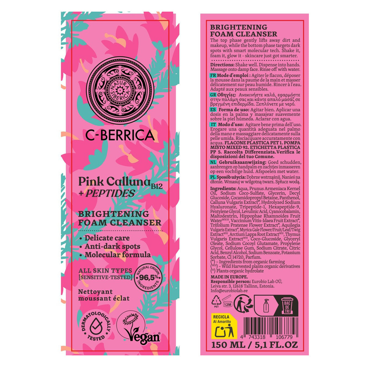 Schiuma detergente illuminante Natura Siberica 150 ml