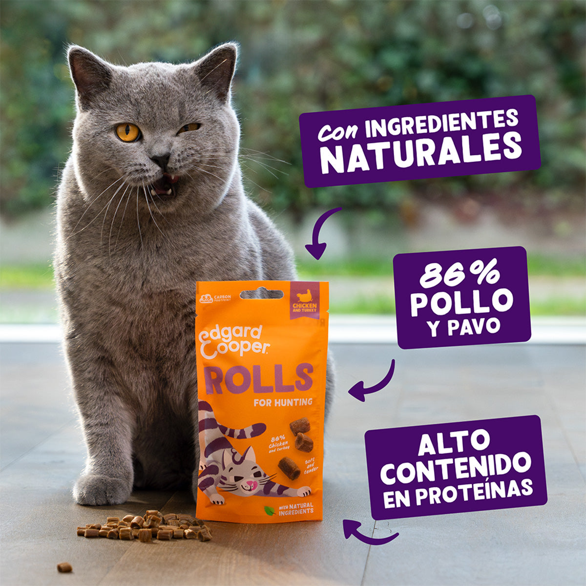 Natürliche Leckerlis für Katzen, Hühner- und Putenröllchen, 45 g