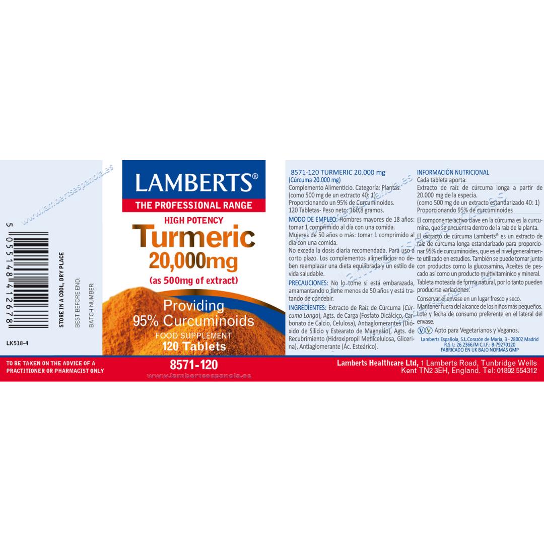 Turmeric 20,000 mg Lamberts 120 tablets
