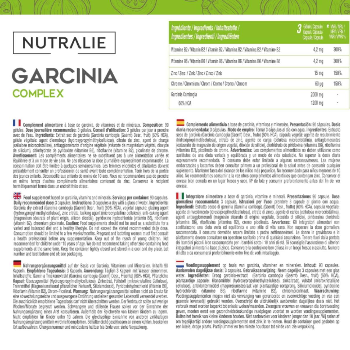 Nutralie Garcinia Cambogia + Krom + Zink + Vit B2 och B6 90 kapslar