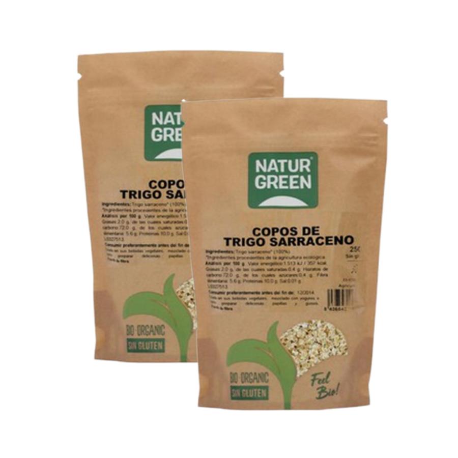 2er-Packung Bio-Buchweizenflocken, glutenfrei, Naturgreen, 2 Stück à 250 g