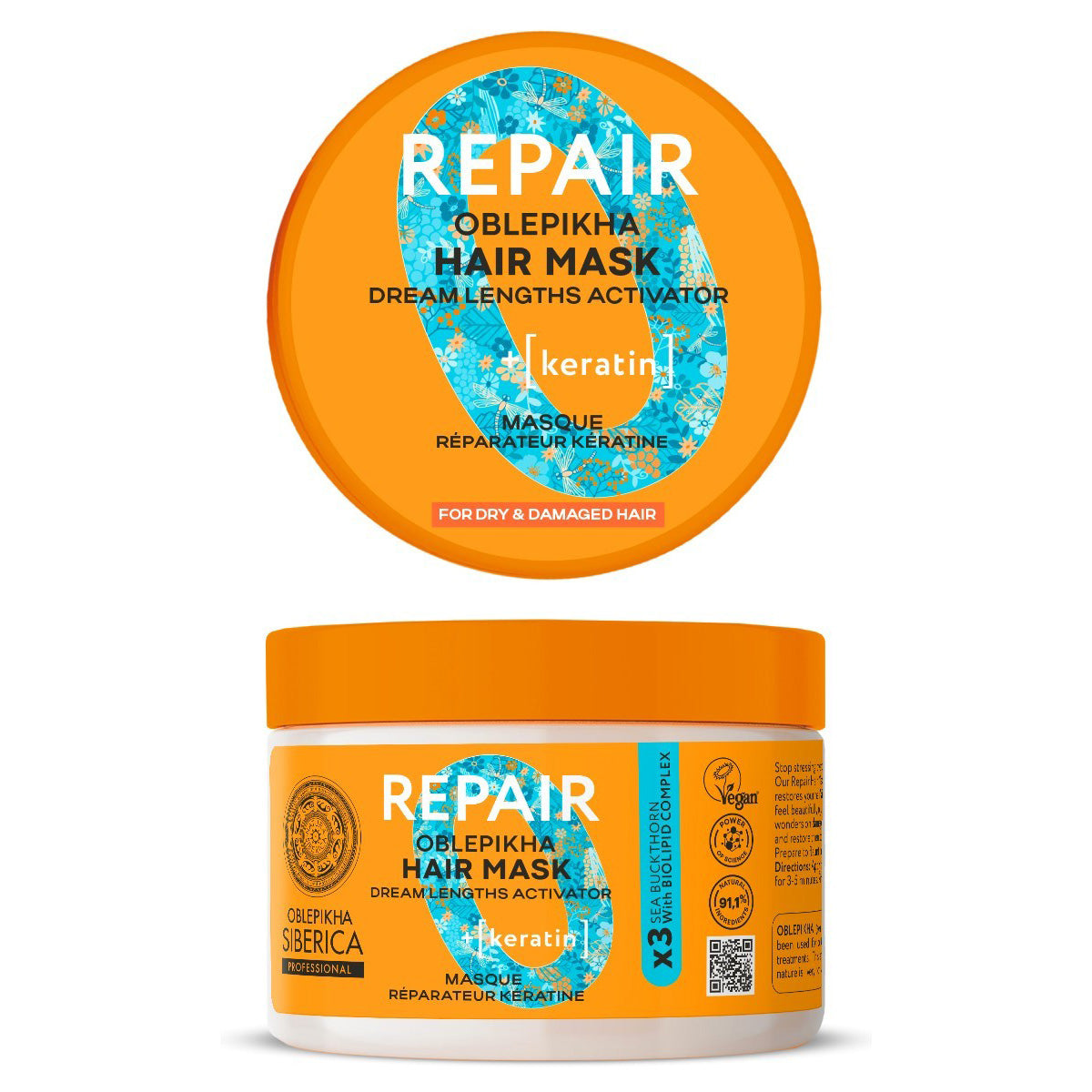 Keratin Repairing Hair Mask, Natura Siberica, 300 ml