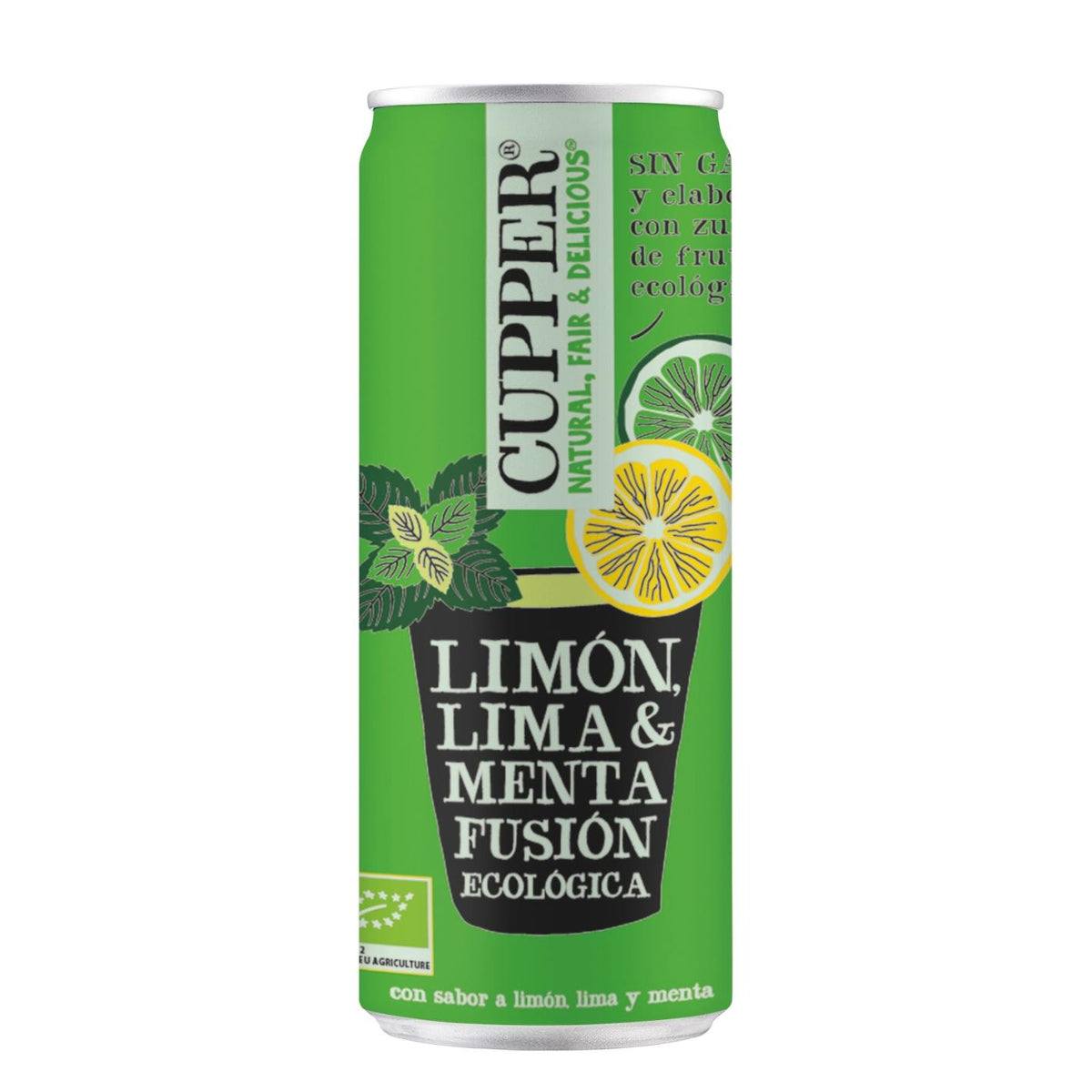 Bio-Erfrischungsgetränk mit Minze, Zitrone und Limette Cupper 250 ml