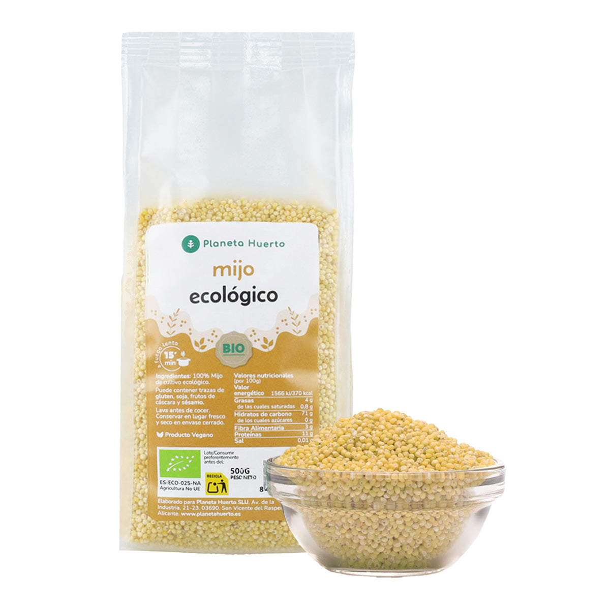 Emballage 2x Millet décortiqué ECO Planeta Huerto 500 g