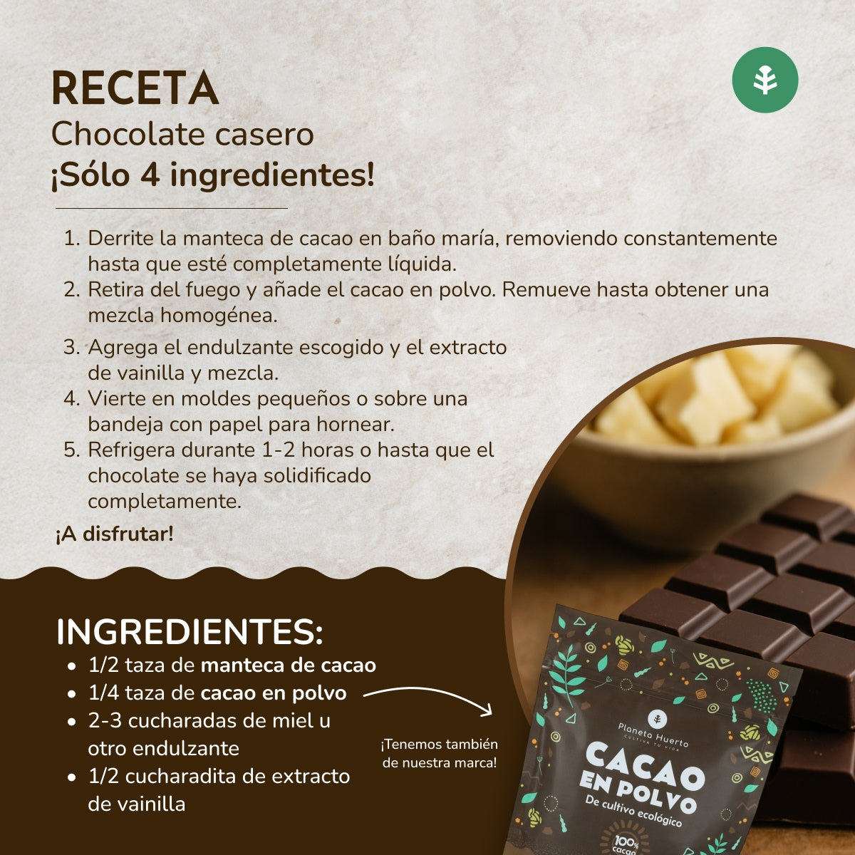 Kakaobutter in Waffeln ECO Planeta Huerto 250 g