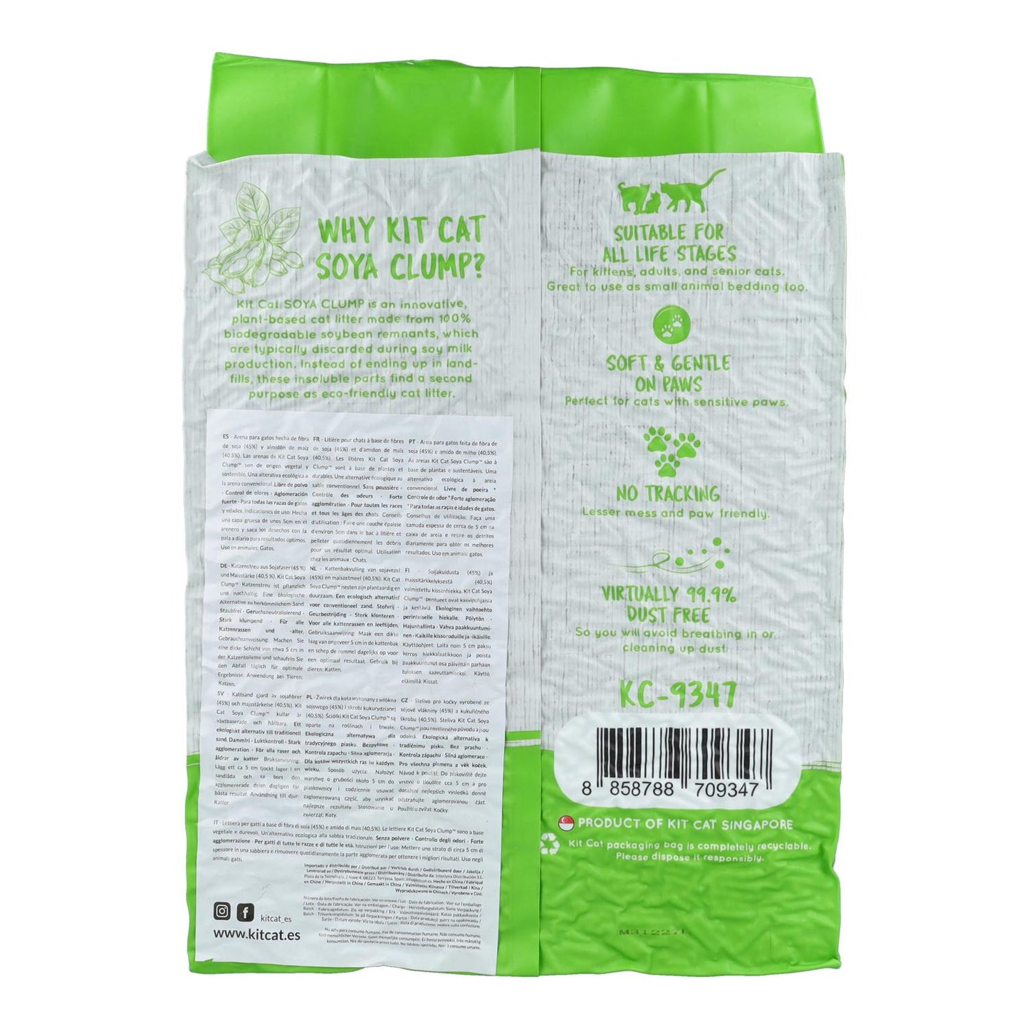Kit Cat Arena Eco SoyaClump - Green Tea 7 L Litière pour chat