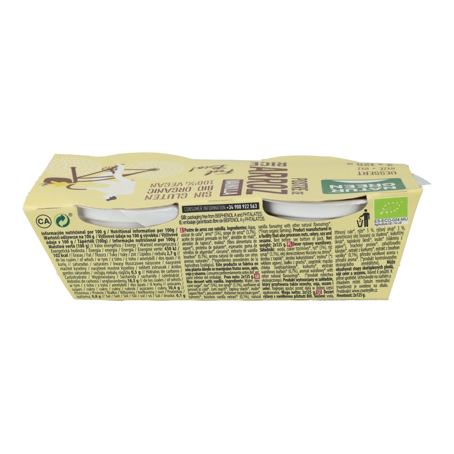 NaturGreen Vanille-rijstdessert, 2 x 125 g