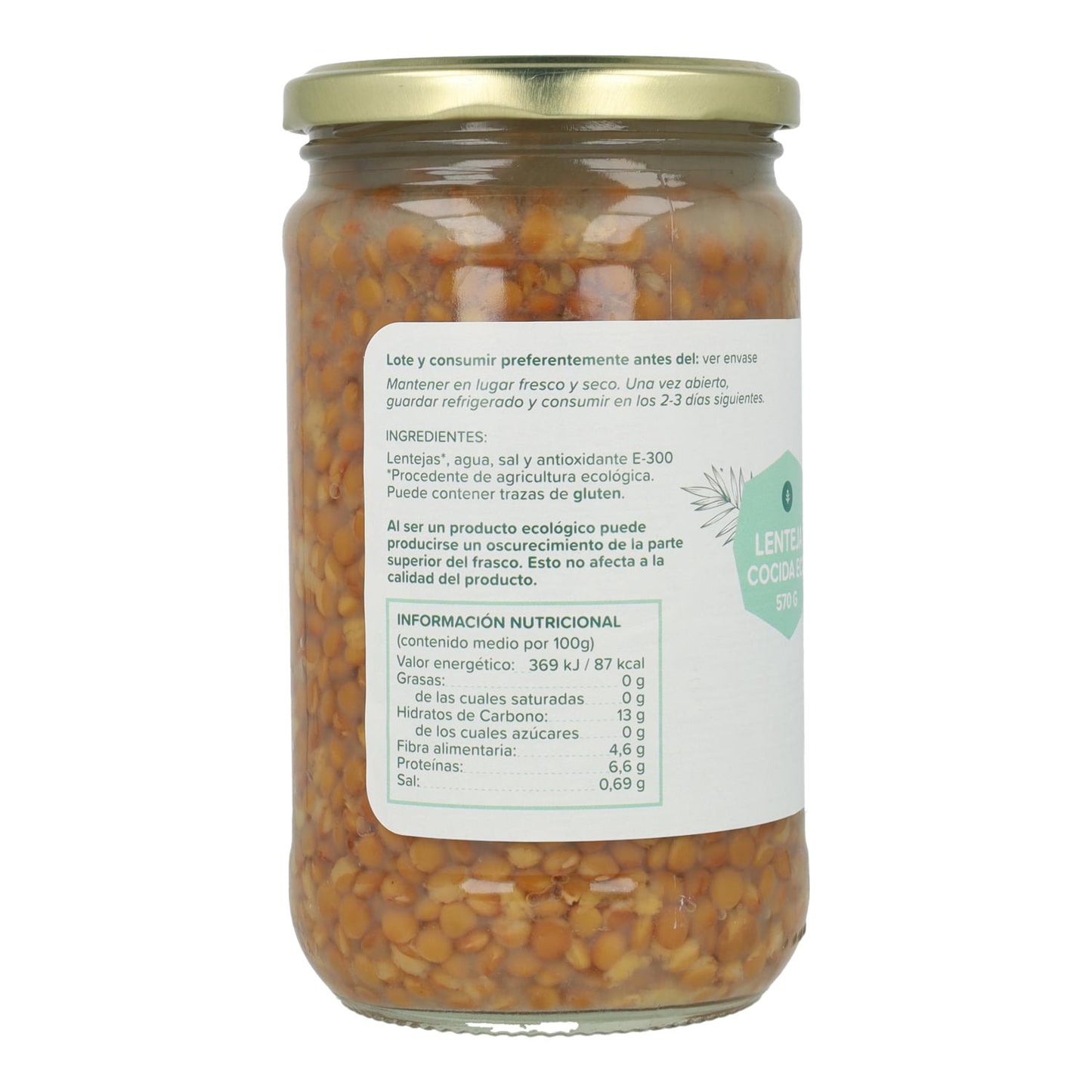 Pack of 6x ECO Planeta Huerto cooked lentils 570 g