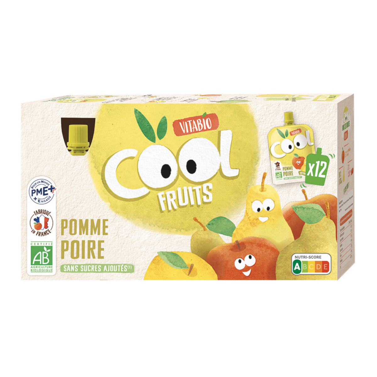 Pack 12 unités Cool Fruits Pomme Poire 90 g VITABIO
