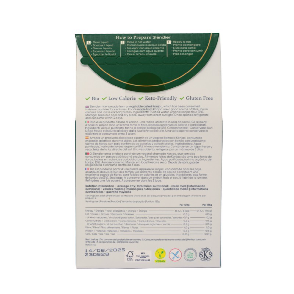 Konjak-Pasta Bio-Reis Slendier 400g