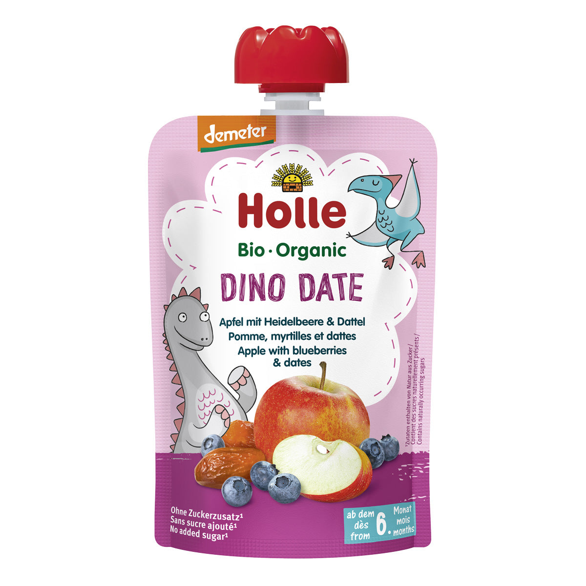 Biologische smoothie met appel, bosbes en dadel (vanaf 6 maanden) DINO DANCE Holle 100 g