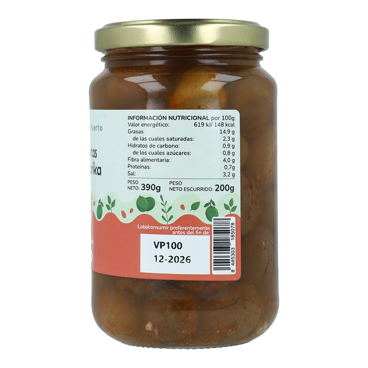 Olive verdi con paprika Eco Planeta Huerto 390 g