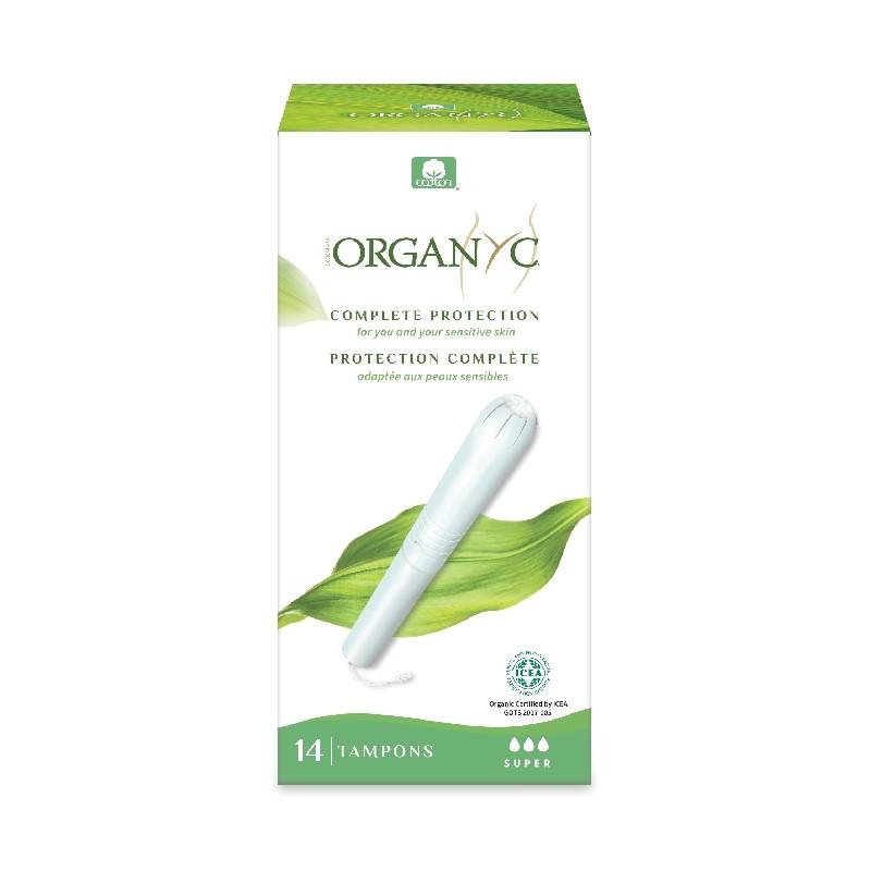 Tampony superchłonne 100% bawełna organiczna z aplikatorem Organyc 14 szt.