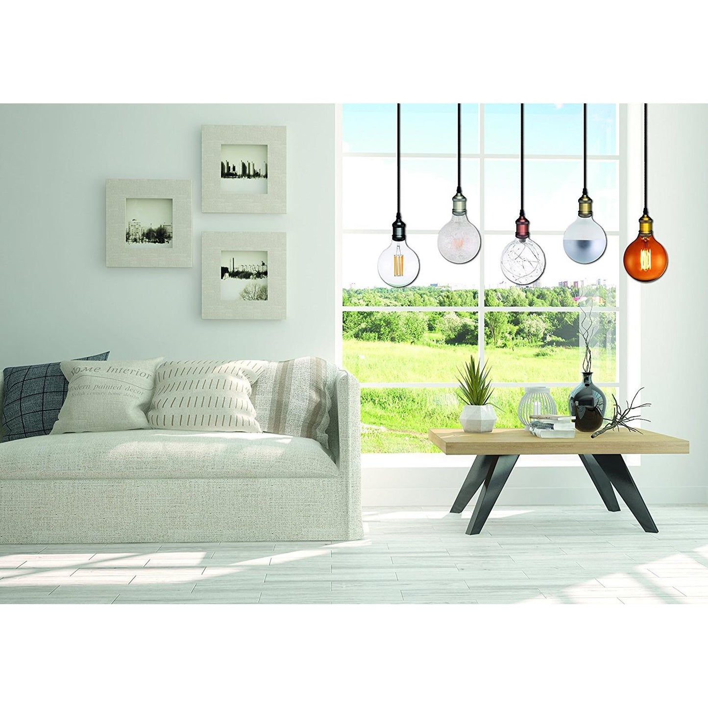 Vintage Black Pearl bulb holder with 1 m textile cable, E27, Garza Lighting