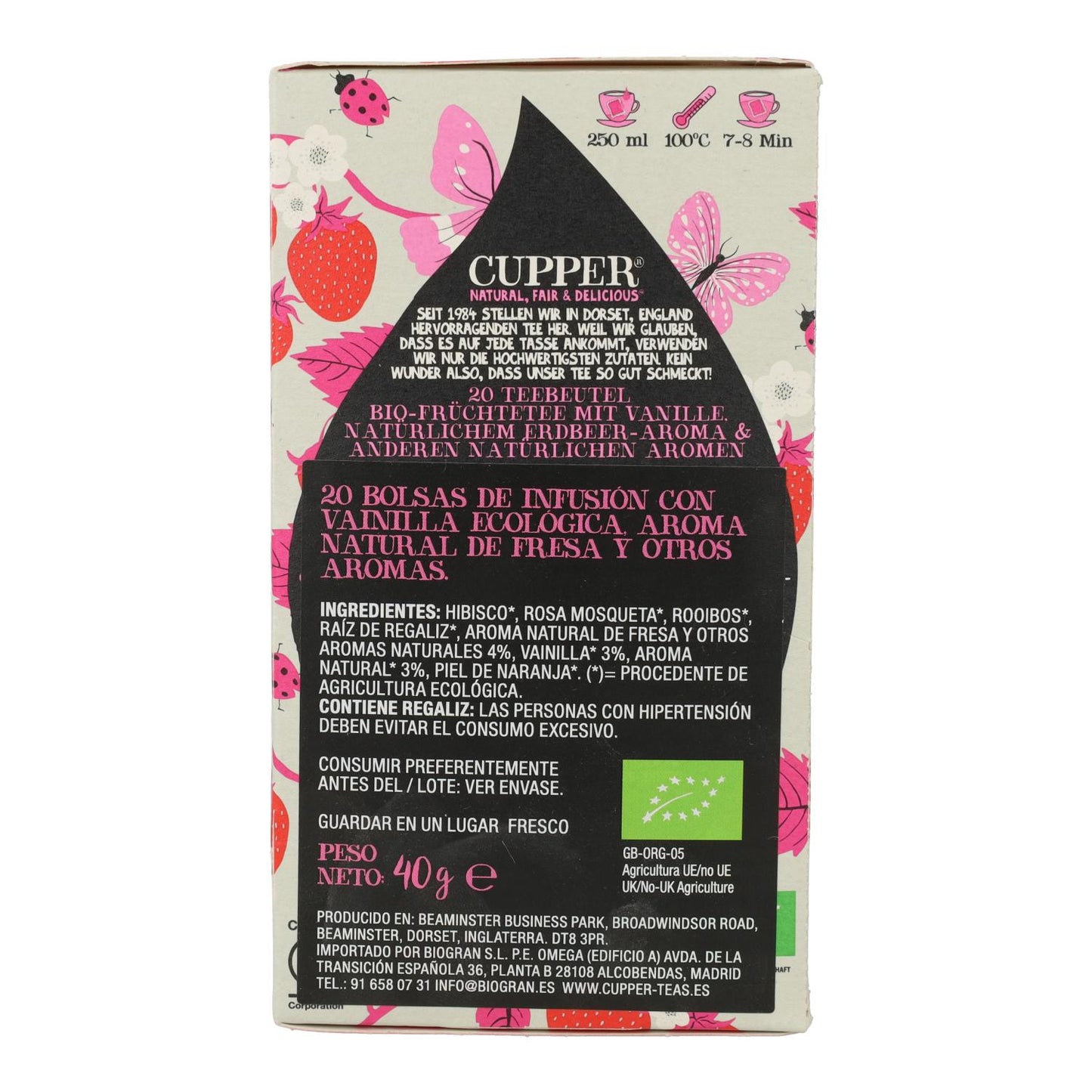 Infusion Jordgubb och vanilj Bio Cupper 20 påsar