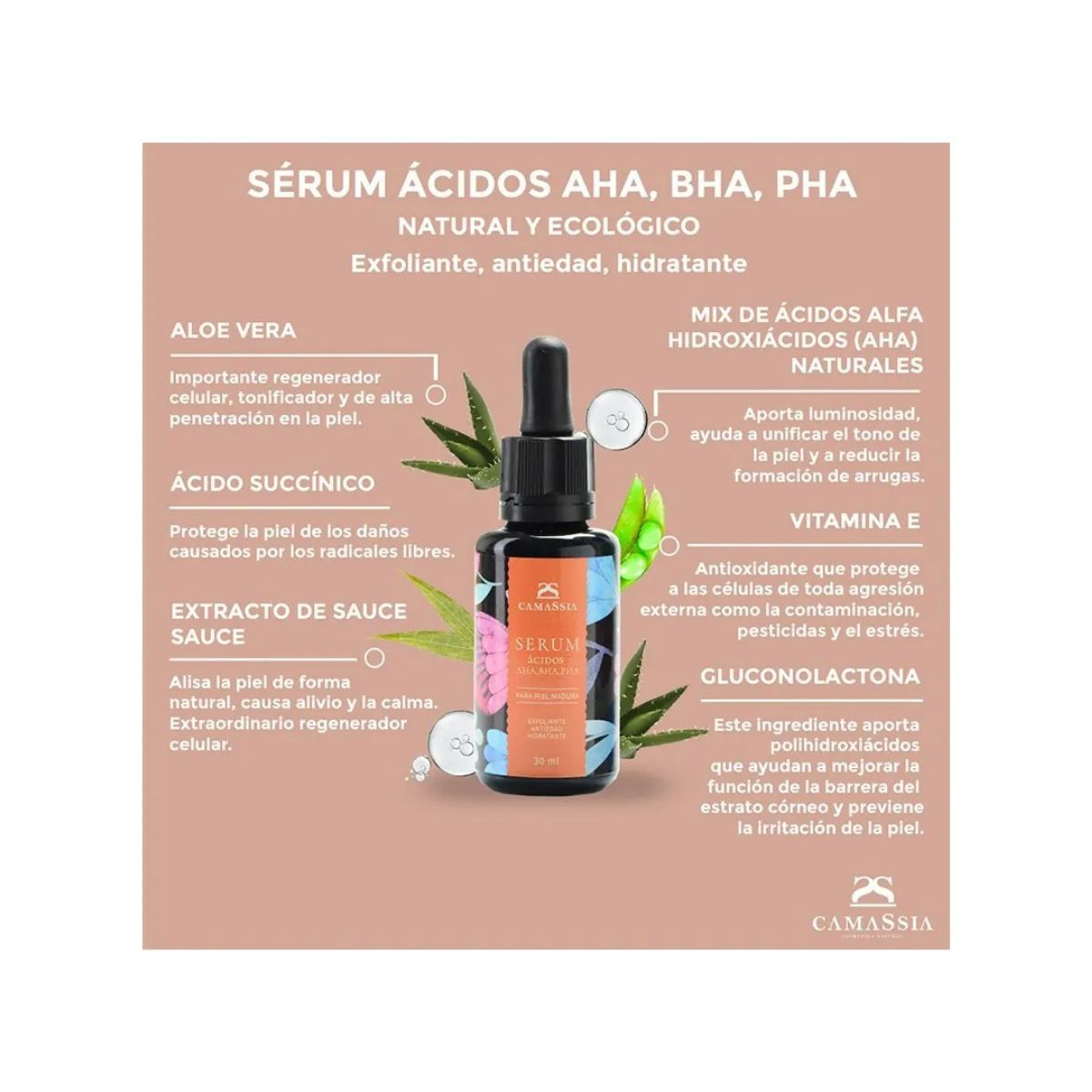 Camassia AHA, BHA, PHA Acid Serum, 30ml