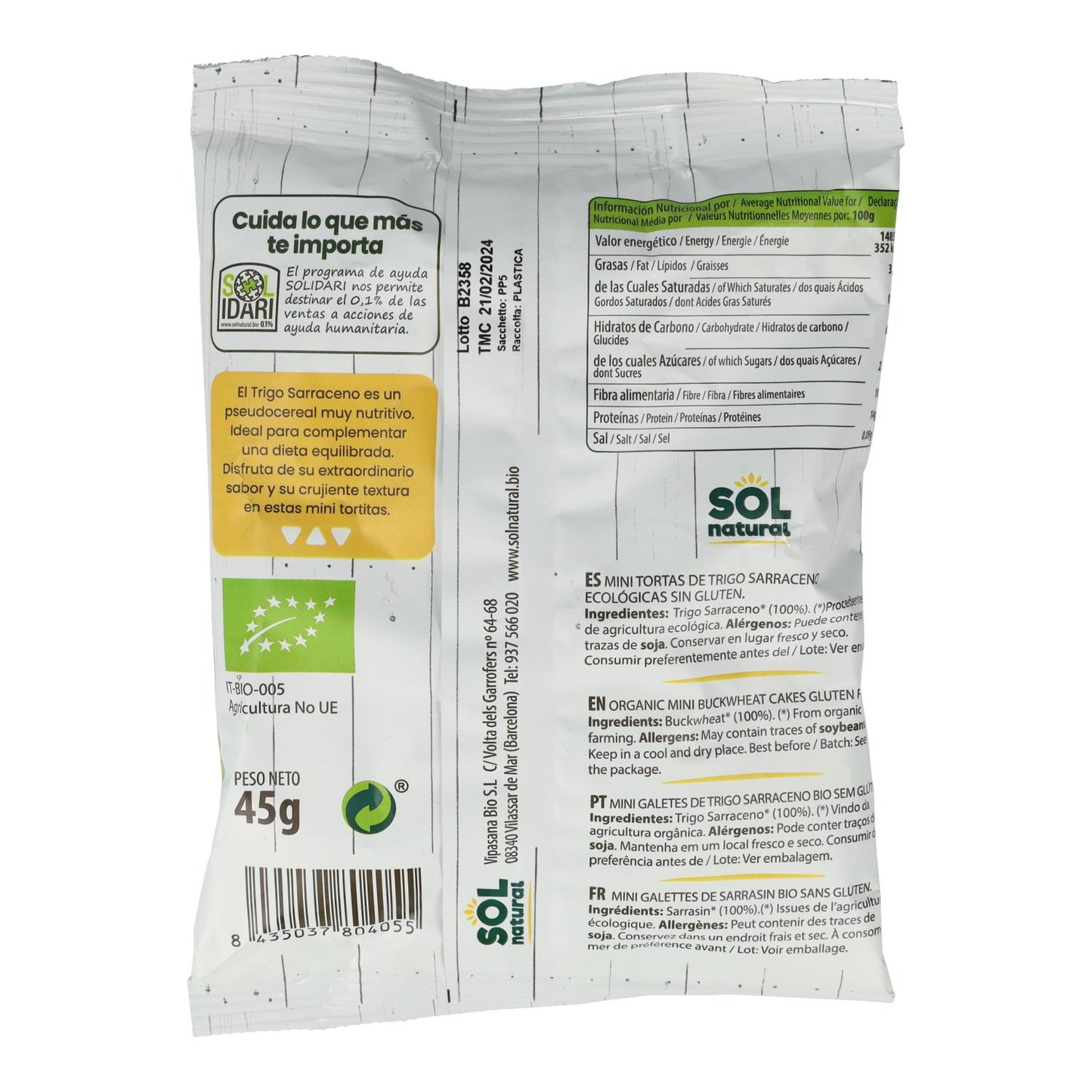 Mini-Buchweizen-Pfannkuchen Bio glutenfrei Sol Natural 45 g