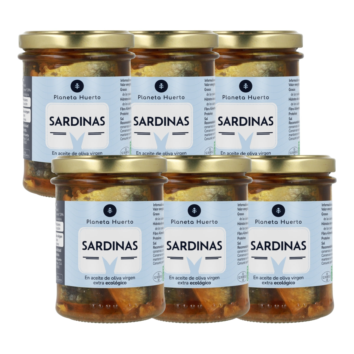 Confezione 6x Sardine in olio d'oliva ECO Planeta Huerto 190 gr