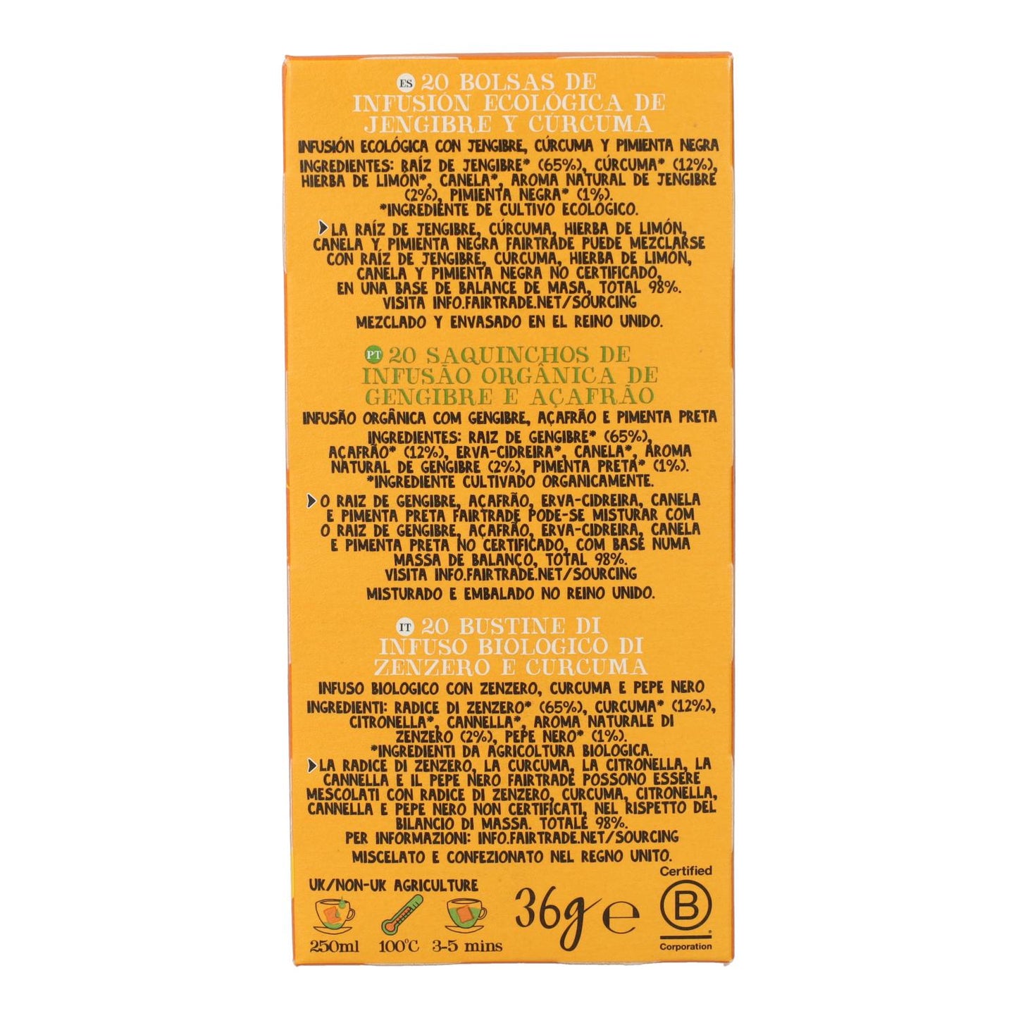 Infusión de Jengibre y Cúrcuma BIO Cupper 20 bolsitas