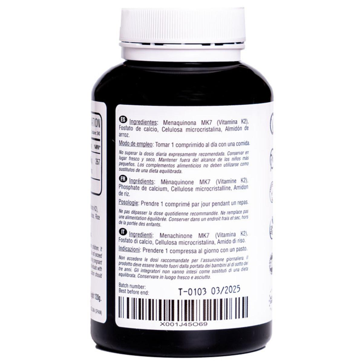 Vitamine K2 MK7 200 mcg 240 comprimés végétaliens Hivital