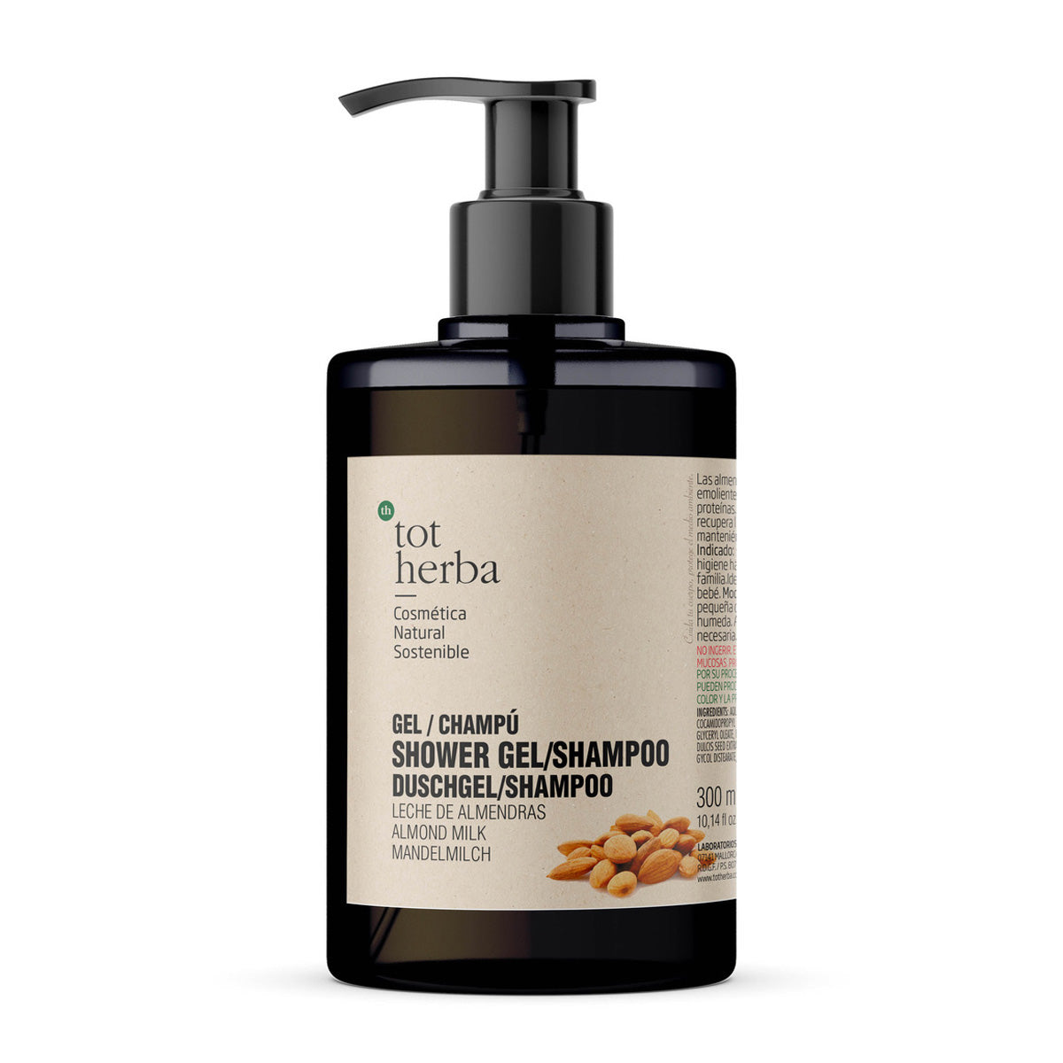 Gel shampoo al latte di mandorle, Tot Herba, 300 ml