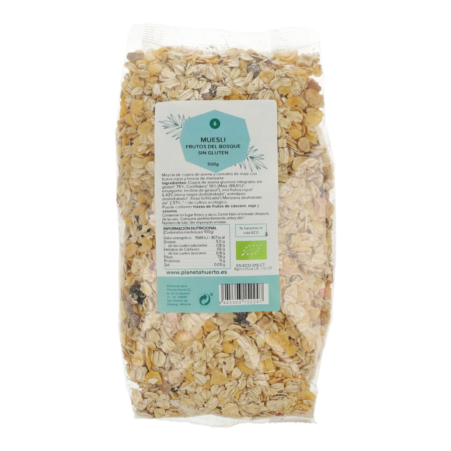 Gluten-free Muesli Fruits of the forest ECO Planeta Huerto 500 g