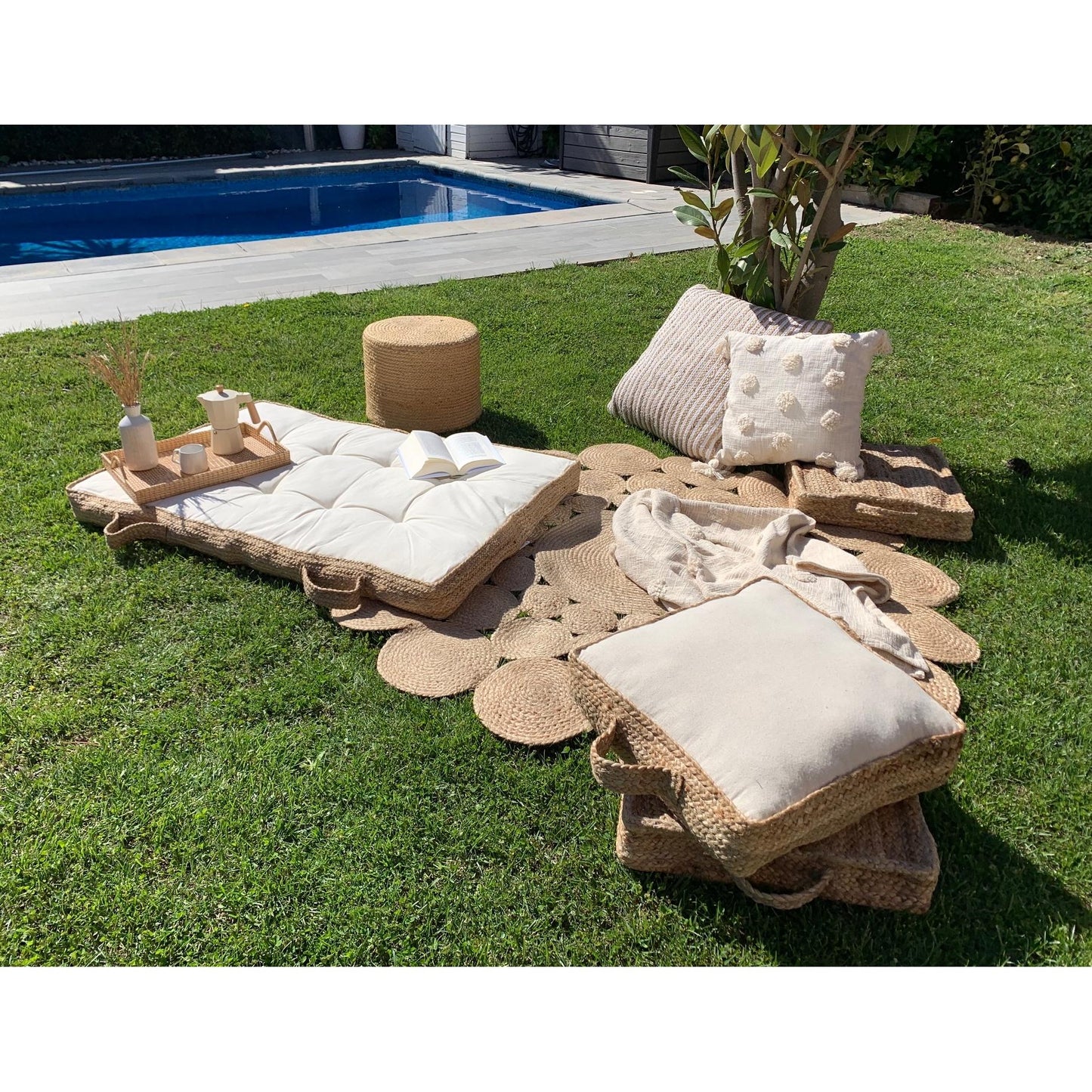 Cuscino Palet Jute-Alg 120X80X10 cm - Ecru
