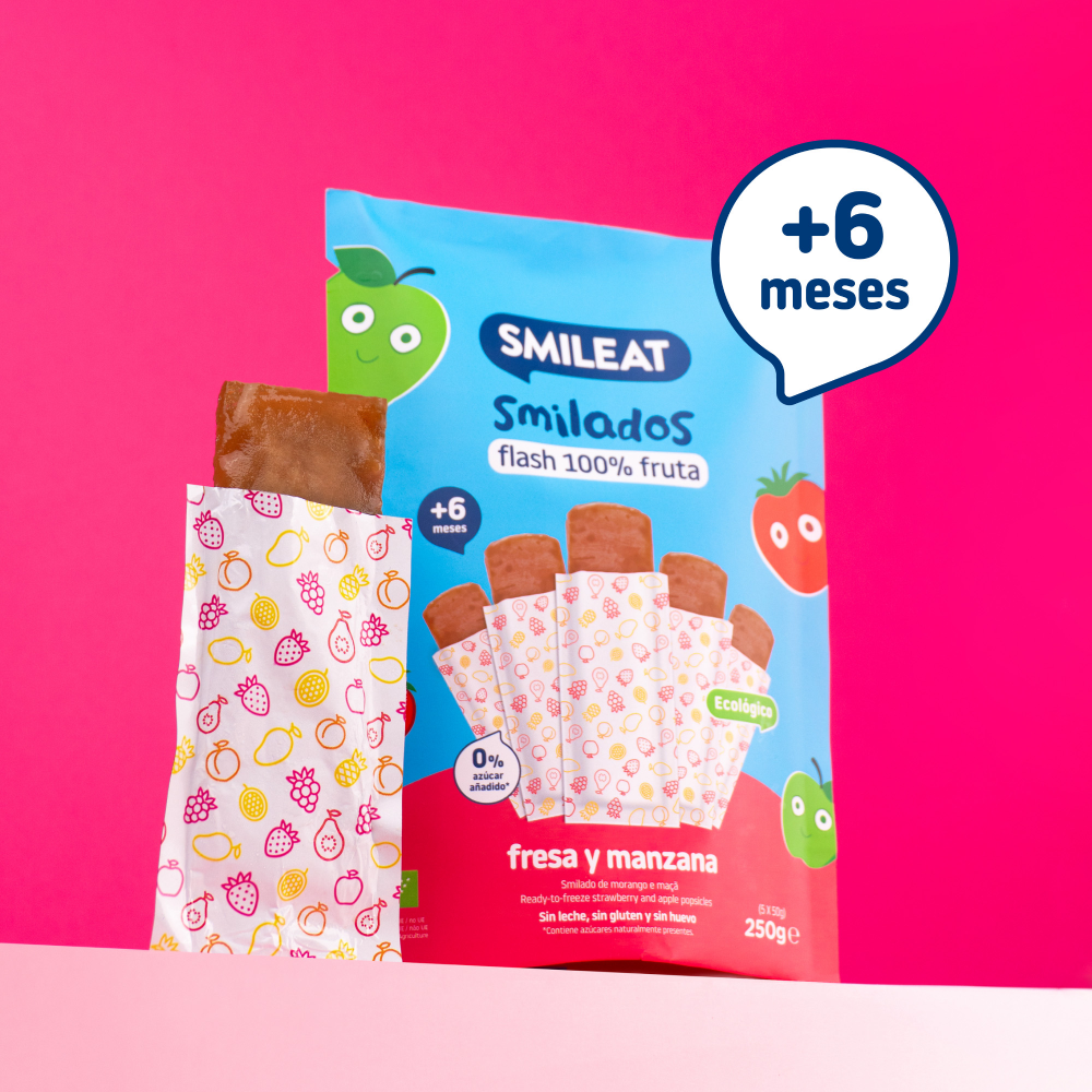 Pack of 2x Smilado Strawberry and Apple ECO ice cream for children 100% fruit SMILEAT 250 g/unit